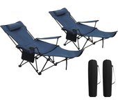 Set de 2 Silla Camping Sillas Plegables, Silla de Acampada Portátil, Ligera para Picnic, Playa, Jardín, Pesca, con Portavasos, Negro
