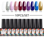 Arte Clavo gel pulido conjunto 10 piezas barniz de gel 8ml remojo semipermanente de uñas en la superficie mate LED ultravioleta