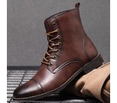 Botas de los hombres británicos otoño e invierno diseño retro botas de cuero de gran tamaño y botas de tobillo botas de los hombres nuevos