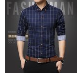 Men's slim long sleeved shirt, spring and autumn top, checkered