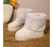 Women's Foldover Cuff Woven Plush Platform Ankle Boots Soft Comfort Fur Inside Winter Boots New Chunky Snow Boots