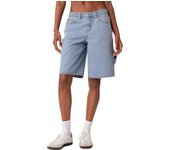 Women's Summer Short Denim Pants Solid Color Straight Leg Cargo Jean Knee Length Shorts with Pockets Y2K Retro Streetwear