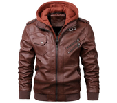Chaquetas hombre otoño, cuero PU, abrigo moto, informal, marca, talla europea