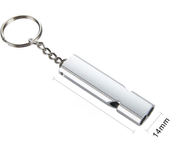 Emergency Survival Whistle Double Tubes Safety Whistles 2 pack with keychain Silver