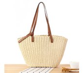 Bolso de paja con asa superior para mujer, bolsa de cubo de paja para playa, bolso de mano tejido, bolsos de viaje informales para mujer, alta capacidad, nuevo