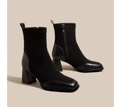 Invierno Mujeres Botas cortas Chunky Heel Suede Square Toe Warm Plush Ankle Boots