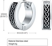 Vikings punk men's and boys' earrings, sainless seel HIES earrings wih vinage Celic knos, grea hip-hop sree jewelry