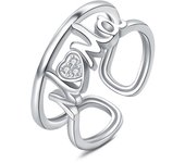 Brilliant 925 Sterling Silver Geometric Family Mom Adjustable Ring Women Wedding Dating Party Fashion Gift For Women Girls