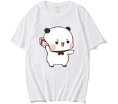 Kawaii Panda and Bear Pattern T-shirt Bubu Dudu Round Neck Fashion Large Women's Wear