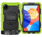 Heavy Duty shockrpoof Case 360° Rotating Hand/Shoulder Strap Stand for Xiaomi Redmi Pad SE 8.7 Inch built-in Screen Protector