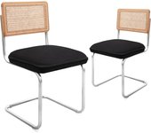 Pack de 2 Comedor Tapizadas, Sillas de Cocina Modernas con Patas de Metal, Gran Estabilidad y Capacidad de Carga, Blanco, Ratán, Vellón, Espuma, Unidades