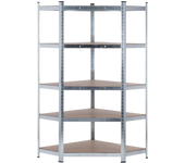 Estantería Esquinera Modular Gris 5 Baldas Ajustables 180x90x40x70,5cm 875Kg