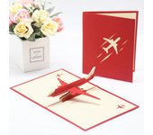 1 PC New 3D Airplane Greeting Cards Pop UP Airplane Creative Decoration Foldable Paper Carving Greeting Card Set Blue Grey Red MH and Retro Airplane Style Model Table Craft Ornament  DIY Folding Card for Invitation Festival Gathering Birthday Gift ZYF