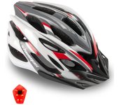 Bicicleta Adulto con Luz LED Casco de Bicicleta con Visera Extraíble Casco MTB Hombre Mujer Casco Bici Casco Ciclismo Montaña Casco para Bicicleta Ultraligero Tamaño Ajustable 57-62cm