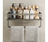 Bathroom Accessories Shelf Organizer 30-50CM Shower Storage Rack Gray Wall Mounted Space Aluminum Toilet Shampoo Holder Shelves