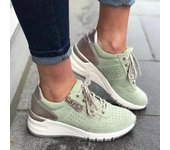 Zapatos casuales de mujer Zapatillas de deporte Zapatos de plataforma de cuña con cordones y cremallera novedad