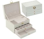 Leather Double Layer Jewelry Box Flip Type Minimalist Jewelry Packaging Box High-capacity Portable Storage Box