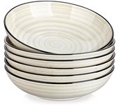 ‎21 x 21 x 5 cm Cuencos de Pasta Set de 6,Plato Hondo Sopa de Gres, Tazón de Pasta de 38 oz, Fuente Ensaladera Grande, Apto para Lavavajillas y Microondas, Pintada a Mano