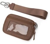 Women's Keychain The Iris Waterproof Nylon Wallet Pouch Wristlet Zip Card Case with Clear ID Window