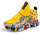 Trendy Kids Shoes for Boys Girls Child High-top Sneakers Casual Running Shoes Cartoon Leather Girls Boys Sports Tennis Shoes