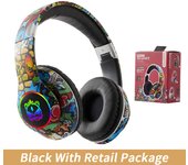Graffiti Headphones Bluetooth 5.1 DJ Headset Wireless Gamer with Mic RGB LED Light For Kids PC Gamer Earphone Support TF Card