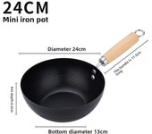Hand-forged Mini Frying Pan Uncoated with Lid Cooking Omelette Pans Wok Nonstick Kitchen Supplies Iron Pot Saucepan