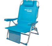 playa plegable y reclinable 5 posiciones, Silla portátil plegable 55x67,5x86cm, Incluye cojín, 1 bolsillo, 1 bolsa con cremallera y topes antivuelco, Sillas de playa