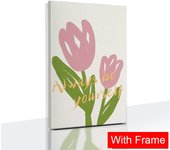 Simple Drawing Tulip Flowers Canvas Painting With Frame Flower Market Posters Nordic Bedroom Wall Art Print Pictures Home Decor