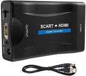 Scart a Hdmi Convertidor Scart to Hdmi Adaptor Convierte La Entrada De Euroconector Analógica En Salida Hdmi 720p / 1080p De Audio De Vídeo para HDTV,DVD BLU-Ray,VCR,VHS,PS,Xbox