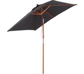 Sombrilla Terraza Exterior 200x150 cm Sombrilla de Jardín Rectangular con Ángulo Ajustable Mástil de Madera y Manivela Parasol para Patio Terraza