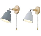 Exquisite Nordic Wooden Wall Lamp Bedside Wall Lamp Sconce Wall Light For Bedroom Corridor With Zip Switch Freely Rotatable Eu Plug Ns2