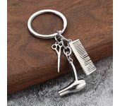 Hot Sale Wash Shear Blow Alloy Keychain Hairdressing Scissors Hair Dryer Comb Pendant Car Keychain Pendant