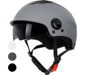 Bicicleta Adulto Casco Patinete electrico Adulto Scooter Skate Skateboard Bicicleta eléctrica Patines en línea Hombre Mujer con Visera y Protector Solar, Negro Blanco & Gris