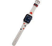 Simple Heart Embroidered Women's Pebbled Leather Watch Strap,For Apple Watch 44mm 42мм 45мм 46мм IWatch 49мм