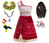 Girls Moana New Dresses Vaiana Princess Dress Kids Cosplay Costume Halloween Carnival Party Vestidos Outfits ﻿