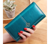 Cartera de cuero para mujer, billetera larga de lujo, a la moda, monedero, tarjetero, 2022