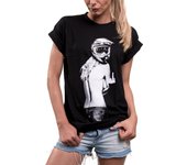 Oversize Top Manga Corta - Casco Motocross - Camiseta Moto para Mujer