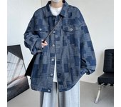 Camisa de manga larga de tamaño extra grande europeo y americano chaqueta de mezclilla retro vintage para hombres primavera y otoño camisa suelta de estilo callejero japonés