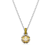 Swarosk 925 Silver Yellow Square Zircon Stone Pendant Necklace November Birthstone Crystal Necklace Jewelry Birthday Gift For Women  ﻿