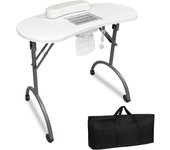 Mesa de manicura plegable con succión Mesa de uñas portátil Mesa de manicura portátil con ruedas Mesa de manicura móvil, negro