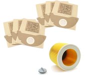6 Pcs Paper Bags+1 Pcs Dust HEPA Filters for Karcher Vacuum Cleaners Parts Cartridge HEPA Filter WD2250 WD3.200 MV2 MV3 WD3