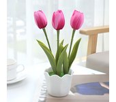 Simulated Tulip Artificial Tulip Flowers Fake Plants Desktop Decor Potted Plant Home Office Decoration With Pot