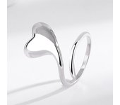S Silver Fashion Trendy with Simple Design, Golden Surface Crooked Love Fingertip Ring