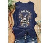 Rock Hip Hop Print Women's Tank Top Summer Street Fashion Women's Crew Neck Tank Top Everyday Casual Women's Sleeveless T-shirt