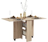Mesa Plegable de Comedor Mesa de Cocina Plegable con Ruedas Alas Abatibles y Estantes para 4-6 Personas 75x140x74 cm Cemento Gris