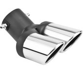 Car Universal 63mm Stainless Steel Dual Outlet Exhaust Pipe Muffler Tail Throat Muffler Tip Pipe Grilled Black