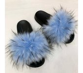 Hot Summer Women faux Fox Slippers Slides Female Indoor Flip ps Casual Raccoon Furls Furry Fluffy Plush Shoes