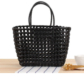 Women's Shopping Basket PVC Woven Hand Bag Carrying Colorful Waterproof Beach Bag Plastic Storage Basket Daily Necessities Bags