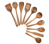 SSITO Juego de utensilios de cocina de Madera, Hojas de Madera de Teca y espátula para Cocinar