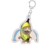 Happy Banana Cat Pendant Keychain Funny Resin Lanyard Small Link Chain Maxwell Cat Keychain Student Gift Bag Accessories Lanyard